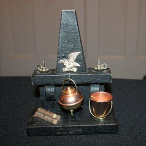 Vintage Miniature Fireplace with Hanging pot and Bucket